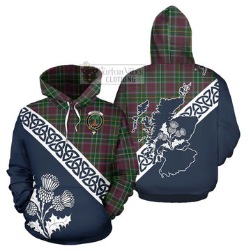 Crosbie Tartan Hoodie Featuring Thistle and Scotland Map