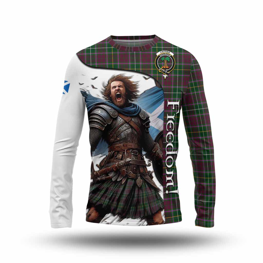 Tartan Vibes Clothing Crosbie Crest Tartan Long Sleeve T-Shirt Inspired by the Freedom of Scottish Warrior