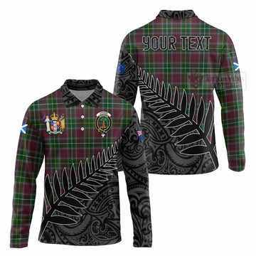 Crosbie Crest Tartan Long Sleeve Polo Shirt with New Zealand Silver Fern Half Style