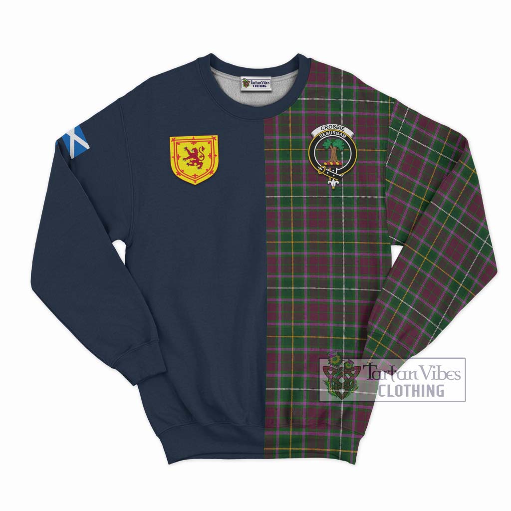 Tartan Vibes Clothing Crosbie Tartan Sweatshirt with Scottish Lion Royal Arm Half Style