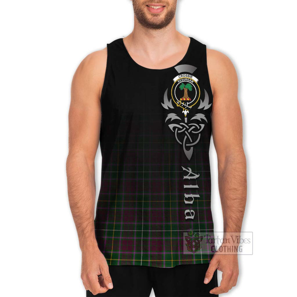 Tartan Vibes Clothing Crosbie Tartan Men's Tank Top Featuring Alba Gu Brath Family Crest Celtic Inspired