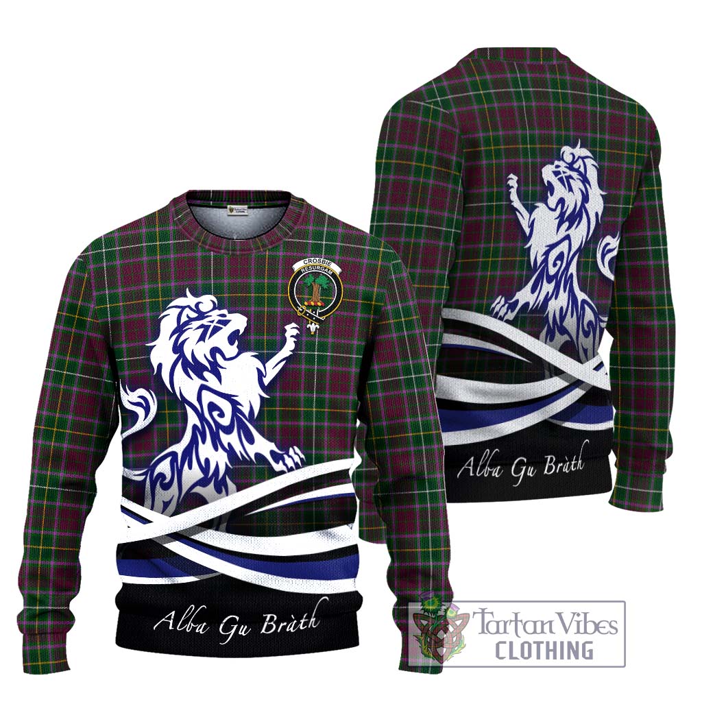 Tartan Vibes Clothing Crosbie Tartan Knitted Sweater with Alba Gu Brath Regal Lion Emblem