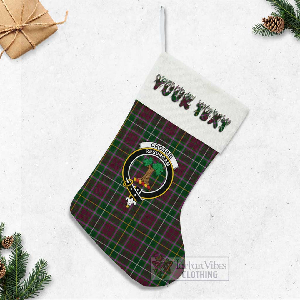 Tartan Vibes Clothing Crosbie Tartan Family Crest Christmas Stocking with Personalized Text