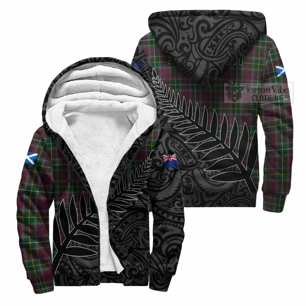 Tartan Vibes Clothing Crosbie Crest Tartan Sherpa Hoodie with New Zealand Silver Fern Half Style