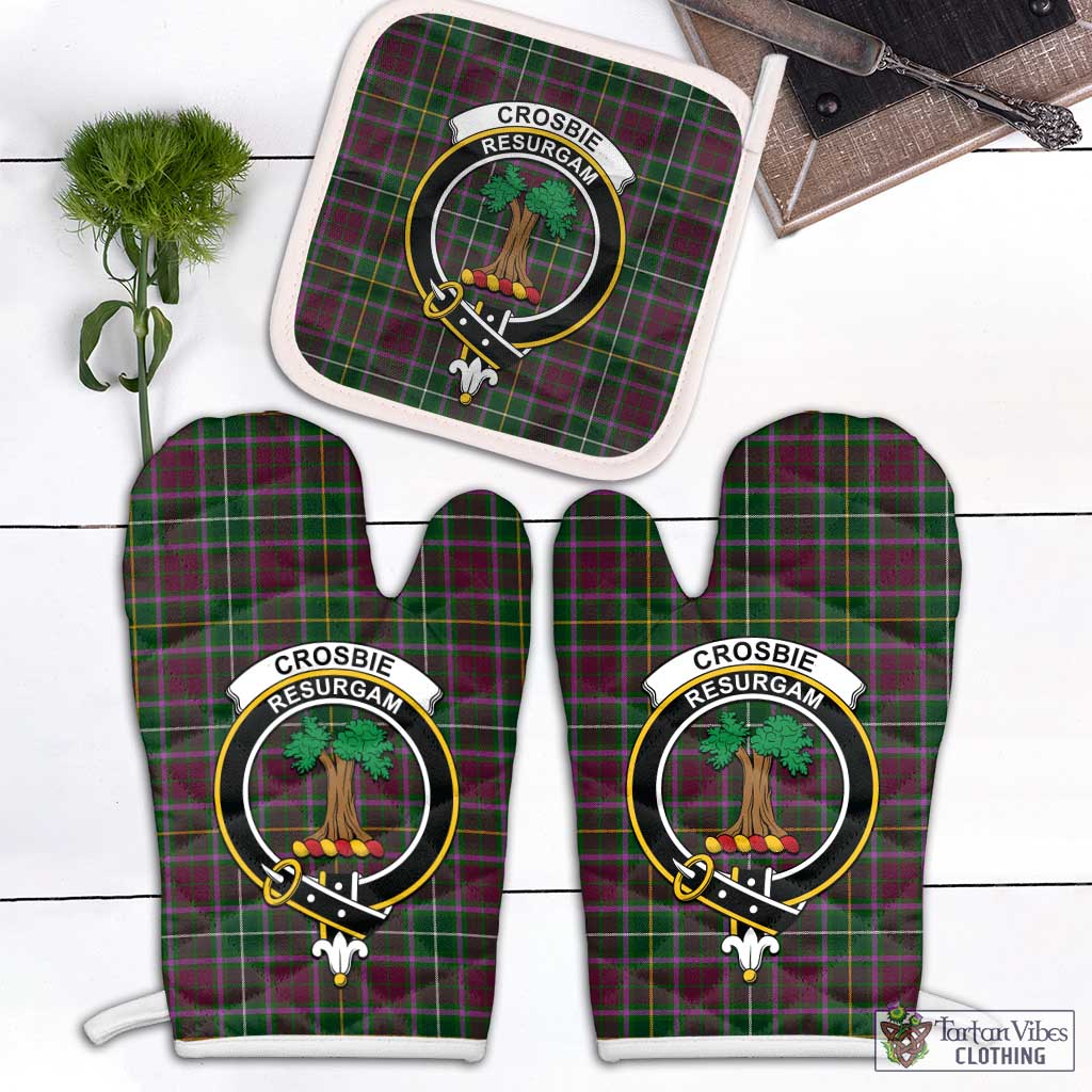 Tartan Vibes Clothing Crosbie Tartan Combo Oven Mitt & Pot-Holder with Family Crest