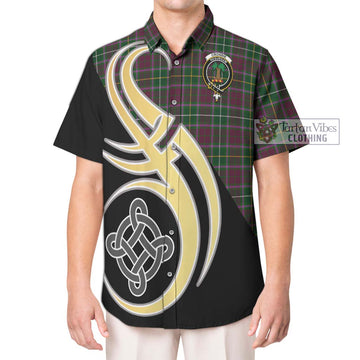 Crosbie Tartan Short Sleeve Button Shirt with Family Crest and Celtic Symbol Style