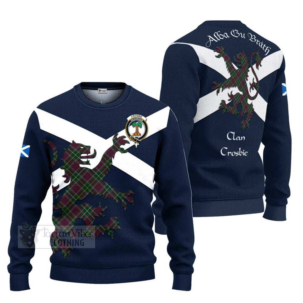 Tartan Vibes Clothing Crosbie Tartan Lion Rampant Knitted Sweater – Proudly Display Your Heritage with Alba Gu Brath and Clan Name