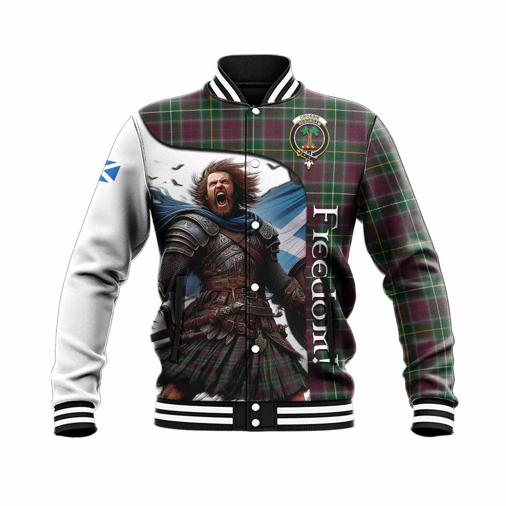 Tartan Vibes Clothing Crosbie Crest Tartan Baseball Jacket Inspired by the Freedom of Scottish Warrior