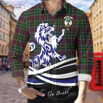 Crosbie Tartan Long Sleeve Button Up Shirt with Alba Gu Brath Regal Lion Emblem