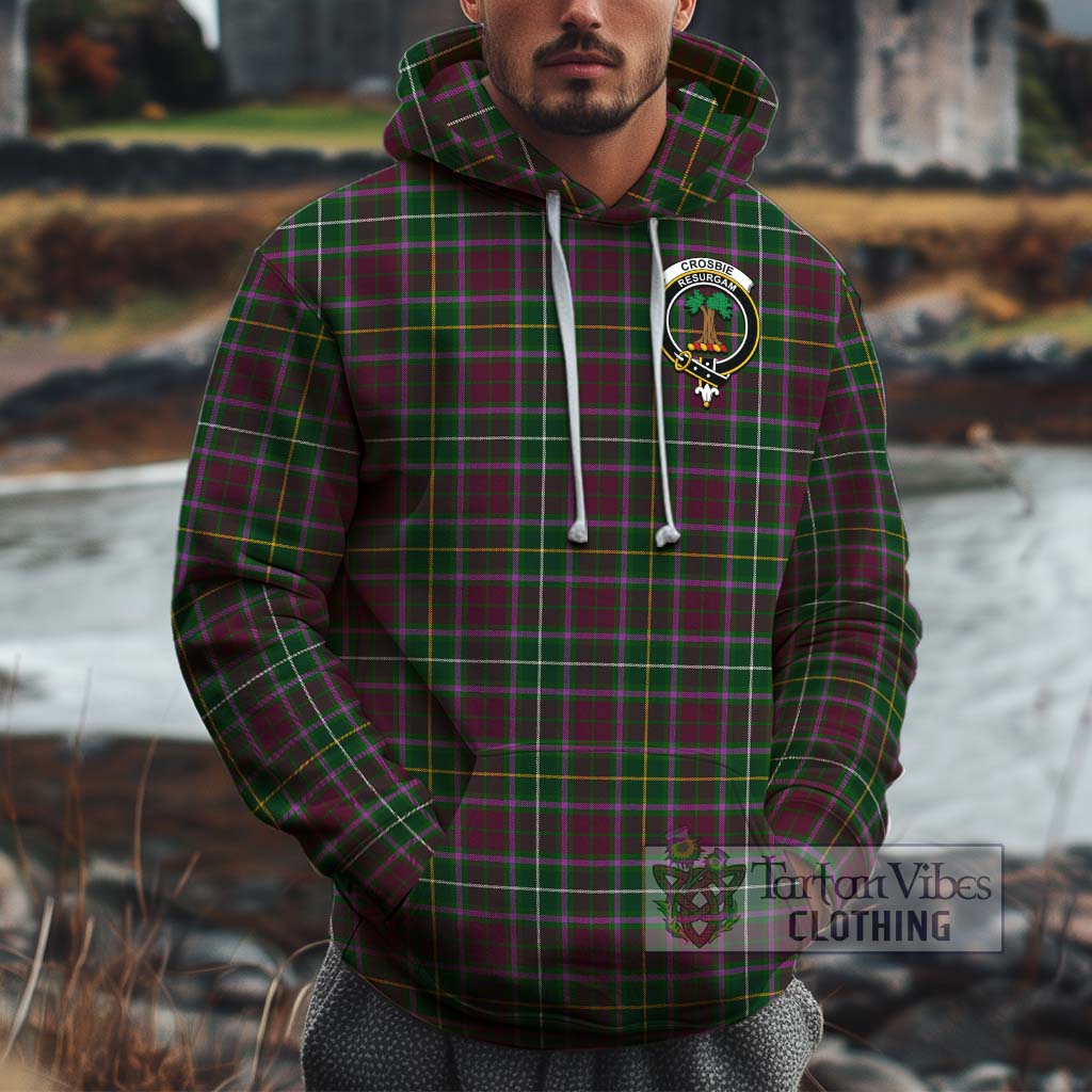 Tartan Vibes Clothing Crosbie Tartan Cotton Hoodie with Family Crest