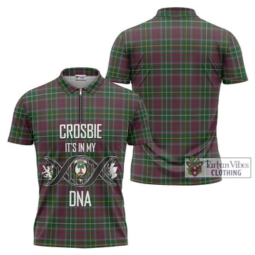 Crosbie Tartan Zipper Polo Shirt with Family Crest DNA In Me Style