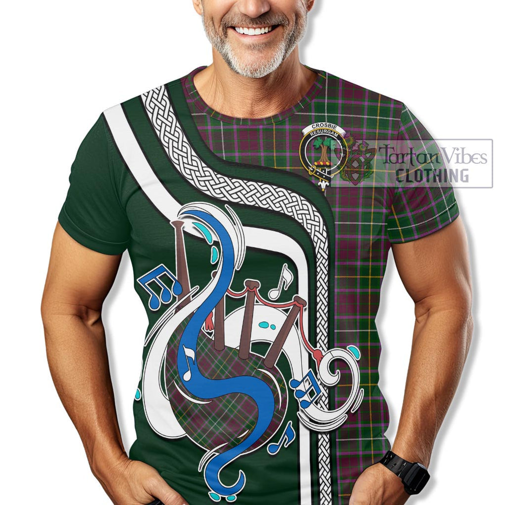 Crosbie Tartan T-Shirt with Epic Bagpipe Style Kid's Shirt - Tartanvibesclothing Shop