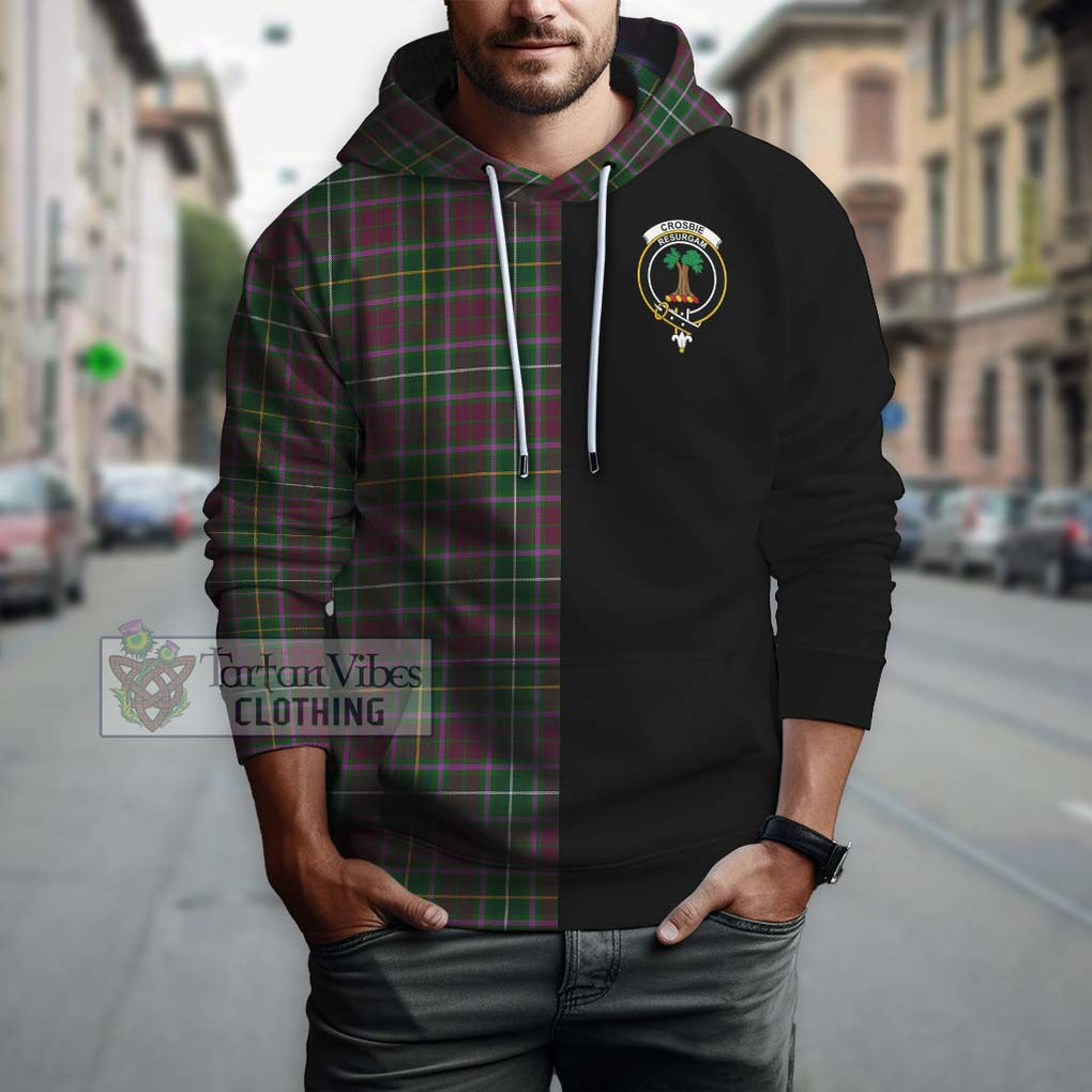 Crosbie Tartan Hoodie with Family Crest and Half Of Me Style Zip Hoodie - Tartanvibesclothing Shop