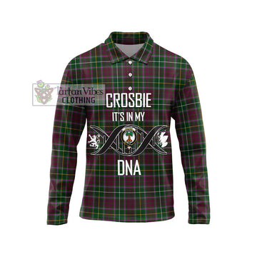 Crosbie Tartan Long Sleeve Polo Shirt with Family Crest DNA In Me Style