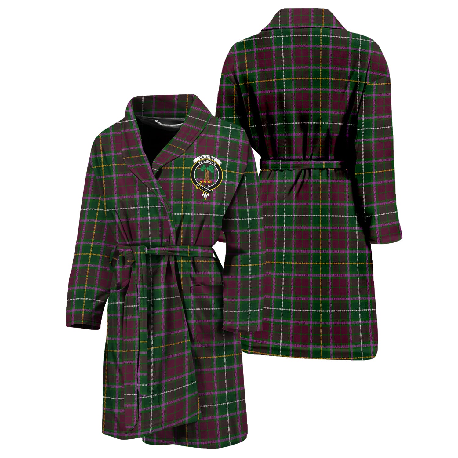 Crosbie Tartan Bathrobe with Family Crest Unisex S - Tartan Vibes Clothing