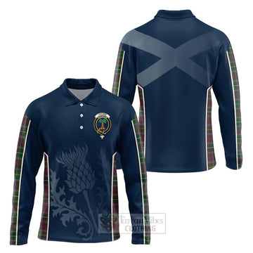 Crosbie Tartan Long Sleeve Polo Shirt with Family Crest and Scottish Thistle Vibes Sport Style