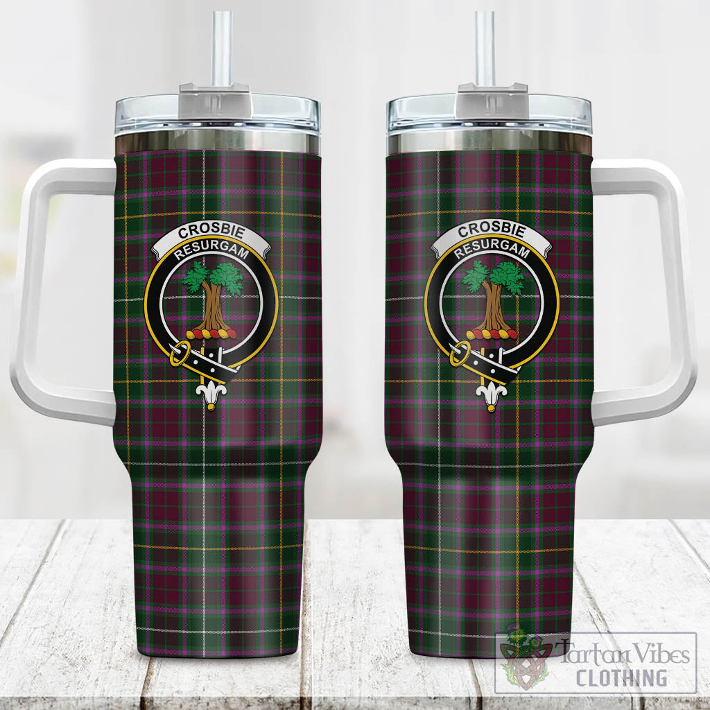 Tartan Vibes Clothing Crosbie Tartan and Family Crest Tumbler with Handle