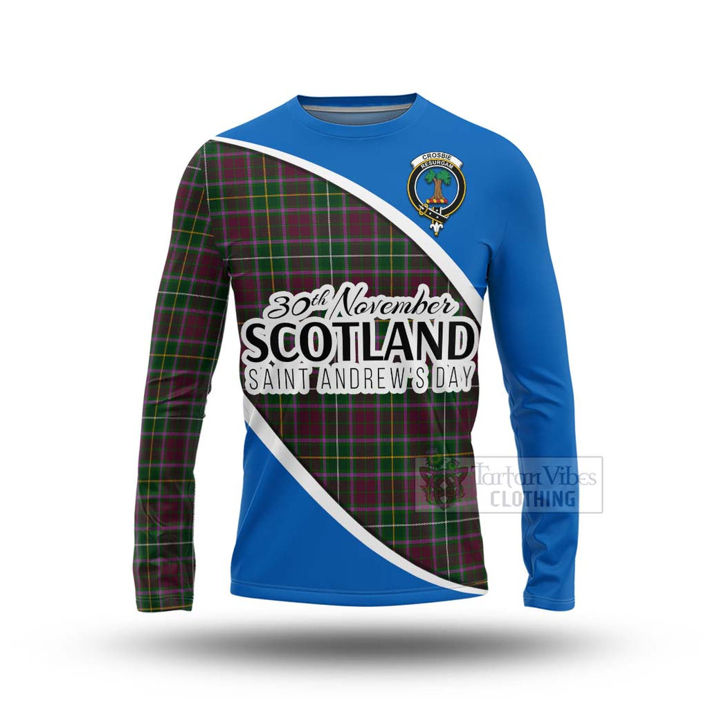 Tartan Vibes Clothing Crosbie Family Crest Tartan Long Sleeve T-Shirt Celebrate Saint Andrew's Day in Style