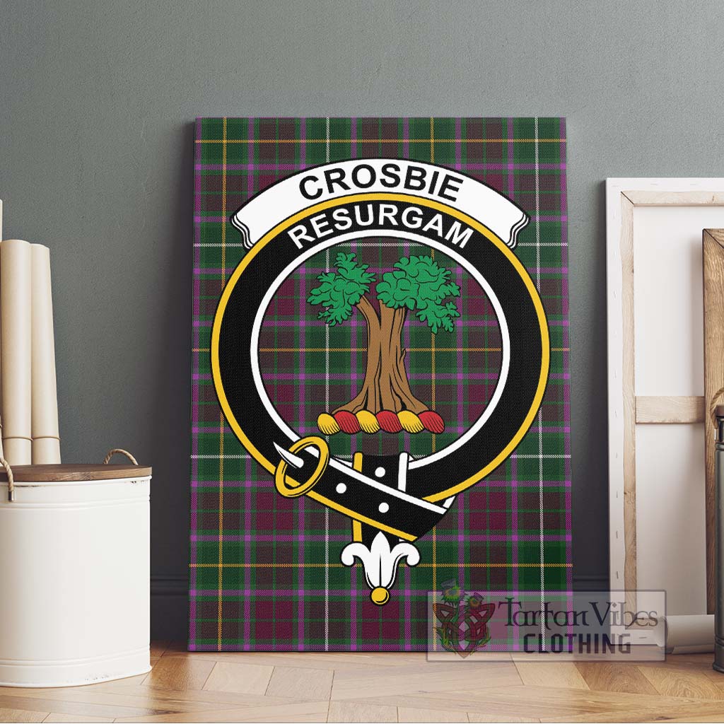 Tartan Vibes Clothing Crosbie Tartan Canvas Print Wall Art with Family Crest