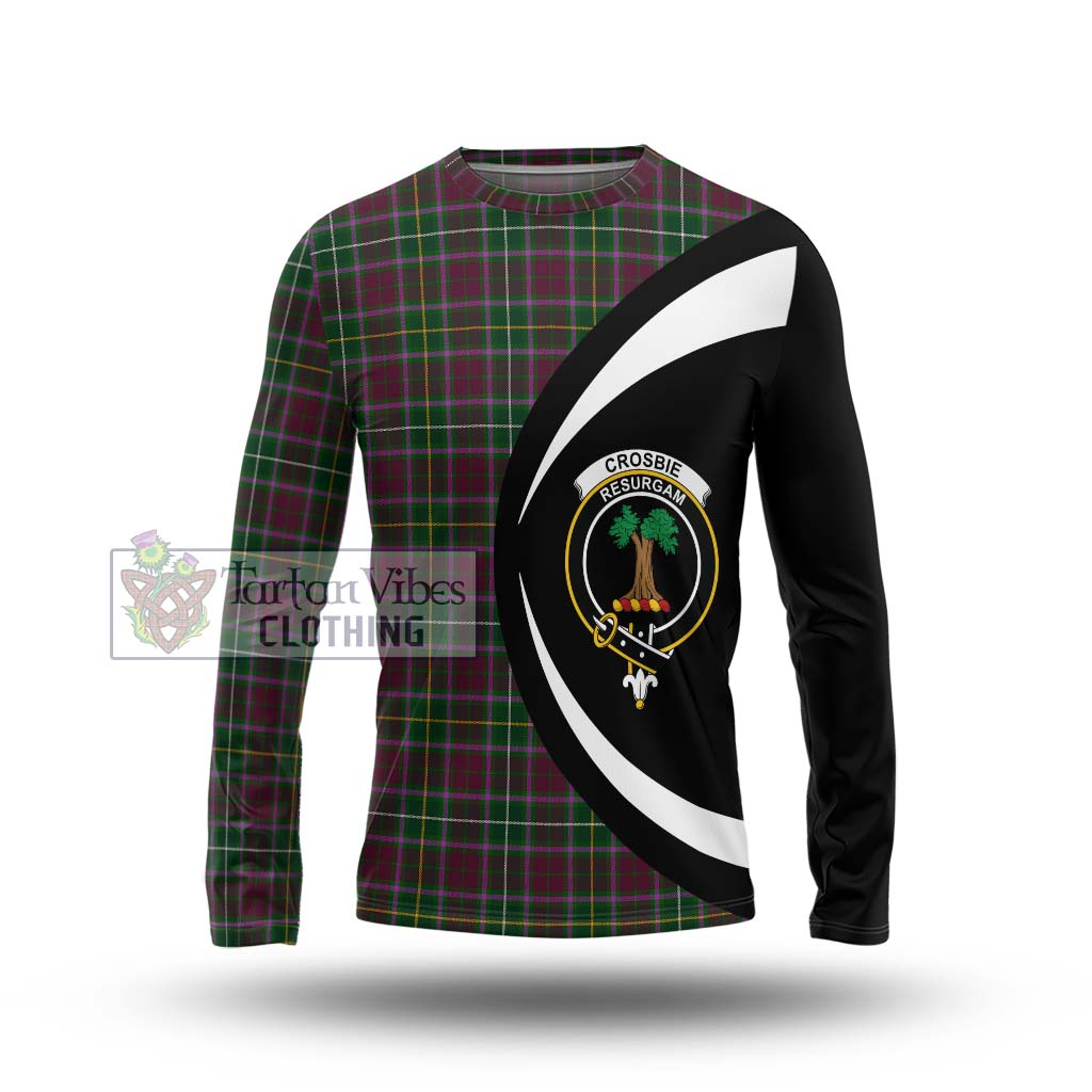 Tartan Vibes Clothing Crosbie Tartan Long Sleeve T-Shirt with Family Crest Circle Style