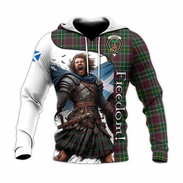 Crosbie Crest Tartan Knitted Hoodie Inspired by the Freedom of Scottish Warrior