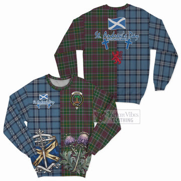 Crosbie Tartan Sweatshirt Happy St. Andrew's Day Half Tartan Style