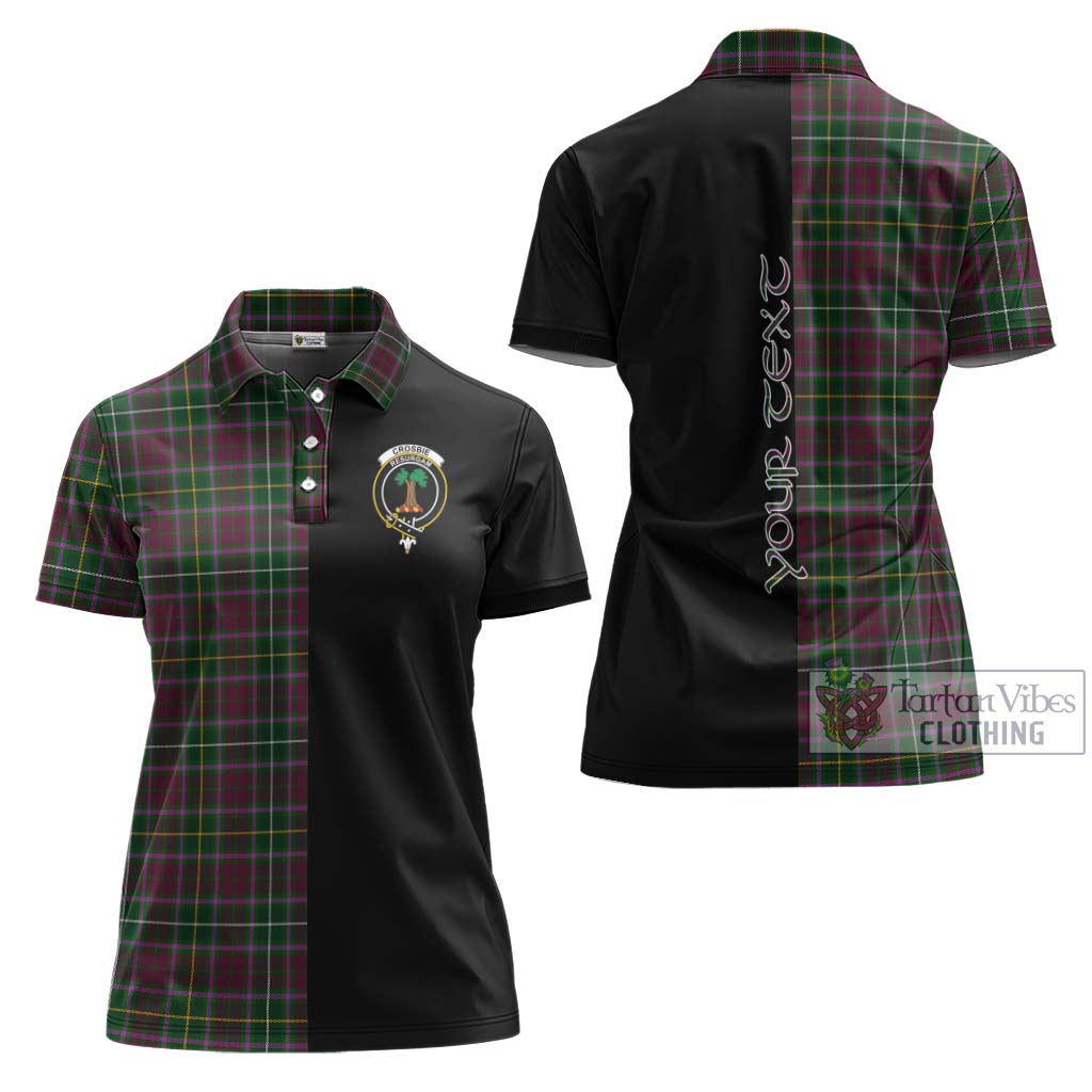 Tartan Vibes Clothing Crosbie Tartan Women's Polo Shirt with Family Crest and Half Of Me Style