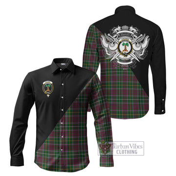 Crosbie Tartan Long Sleeve Button Shirt with Family Crest and Military Logo Style