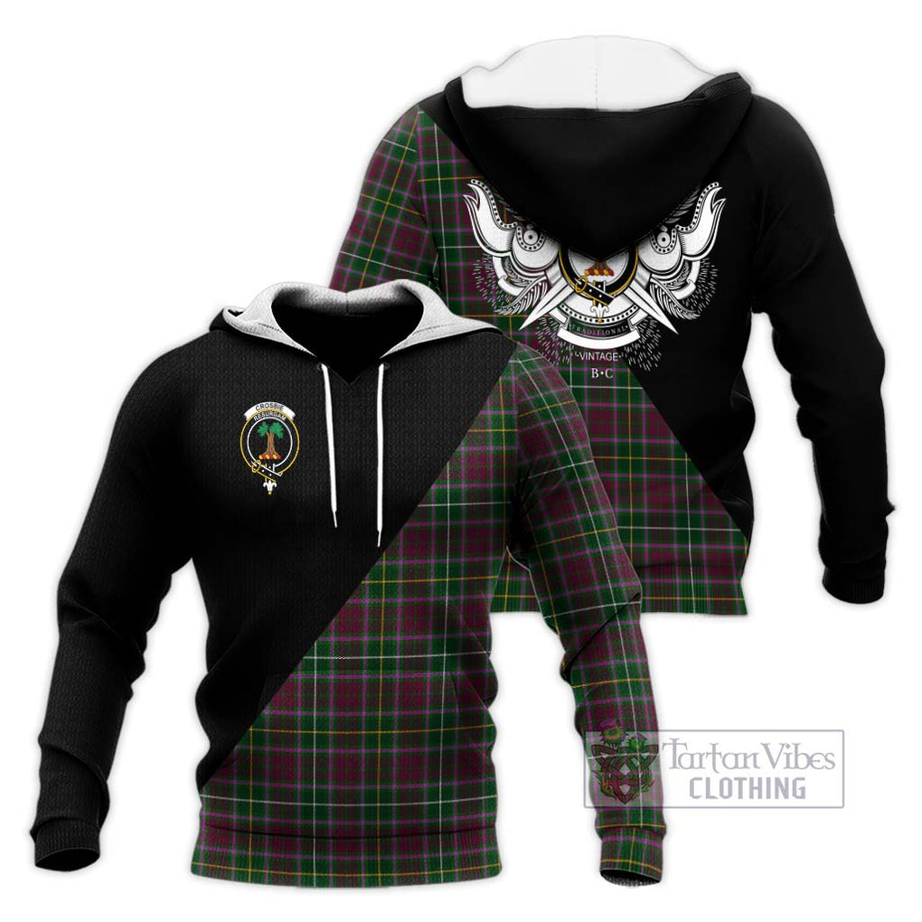 Crosbie Tartan Knitted Hoodie with Family Crest and Military Logo Style Unisex Knitted Pullover Hoodie - Tartanvibesclothing Shop