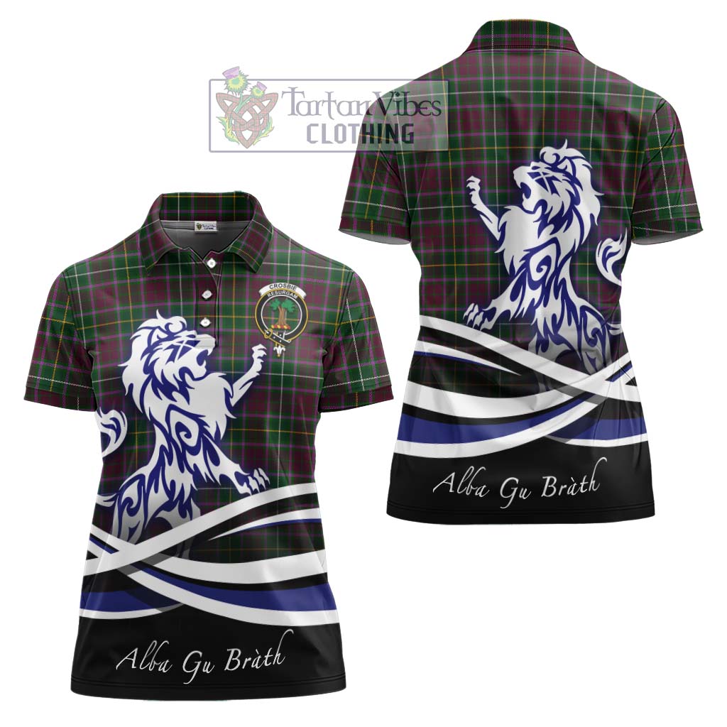 Tartan Vibes Clothing Crosbie Tartan Women's Polo Shirt with Alba Gu Brath Regal Lion Emblem