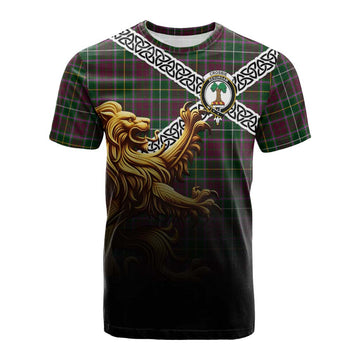 Crosbie Crest Tartan Cotton T-shirt with Golden Lion Emblem Celtic Style Kid's Shirt - Tartan Vibes Clothing