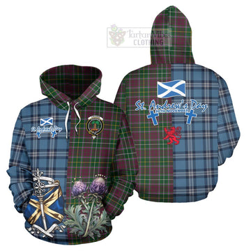 Crosbie Tartan Hoodie Happy St. Andrew's Day Half Tartan Style