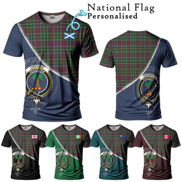 Crosbie Tartan T-Shirt with Personalised National Flag and Family Crest Half Style