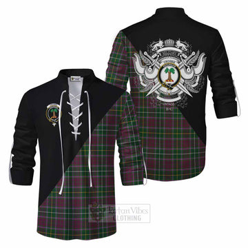 Crosbie Tartan Ghillie Kilt Shirt with Family Crest and Military Logo Style