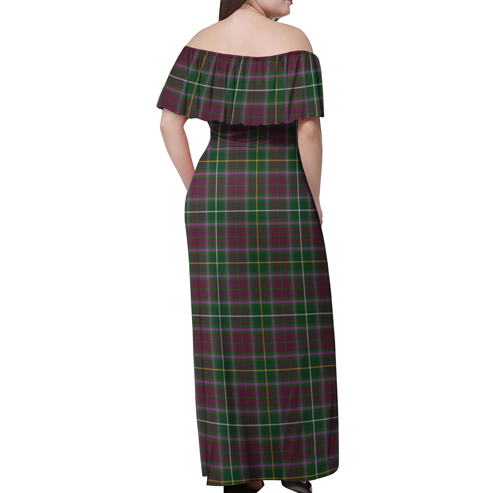 Crosbie Tartan Off Shoulder Long Dress - Tartanvibesclothing