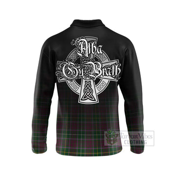 Crosbie Tartan Long Sleeve Polo Shirt Featuring Alba Gu Brath Family Crest Celtic Inspired