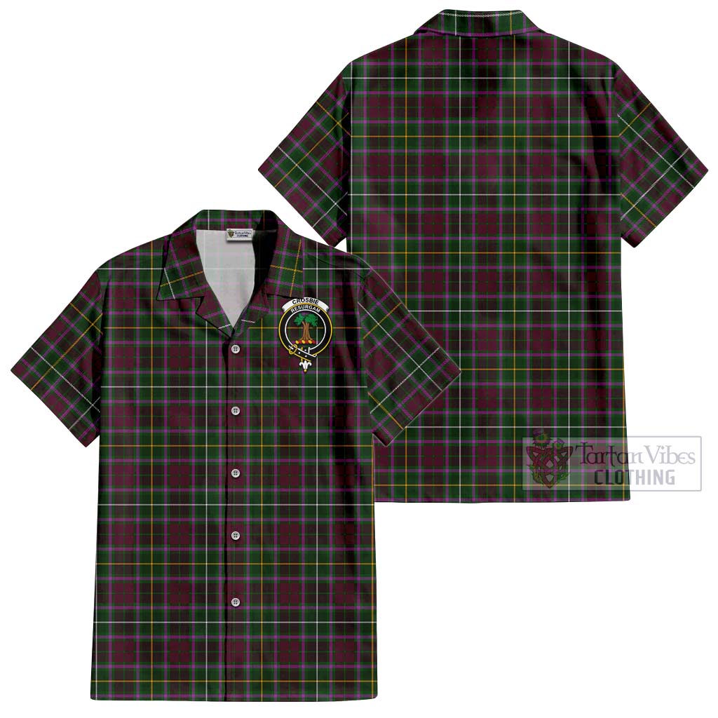 Tartan Vibes Clothing Crosbie Tartan Cotton Hawaiian Shirt with Family Crest