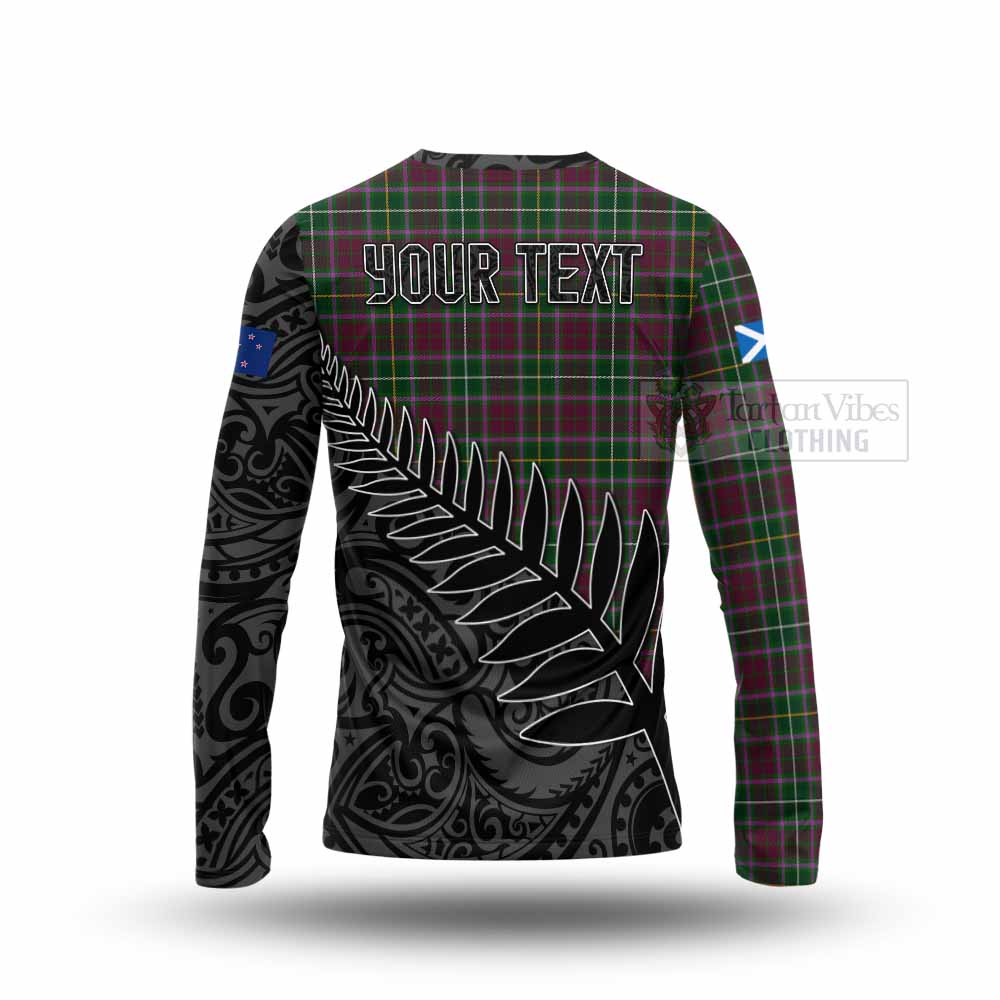 Tartan Vibes Clothing Crosbie Crest Tartan Long Sleeve T-Shirt with New Zealand Silver Fern Half Style