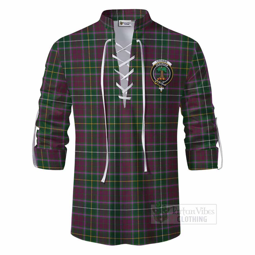 Tartan Vibes Clothing Crosbie Tartan Ghillie Kilt Shirt with Family Crest DNA In Me Style