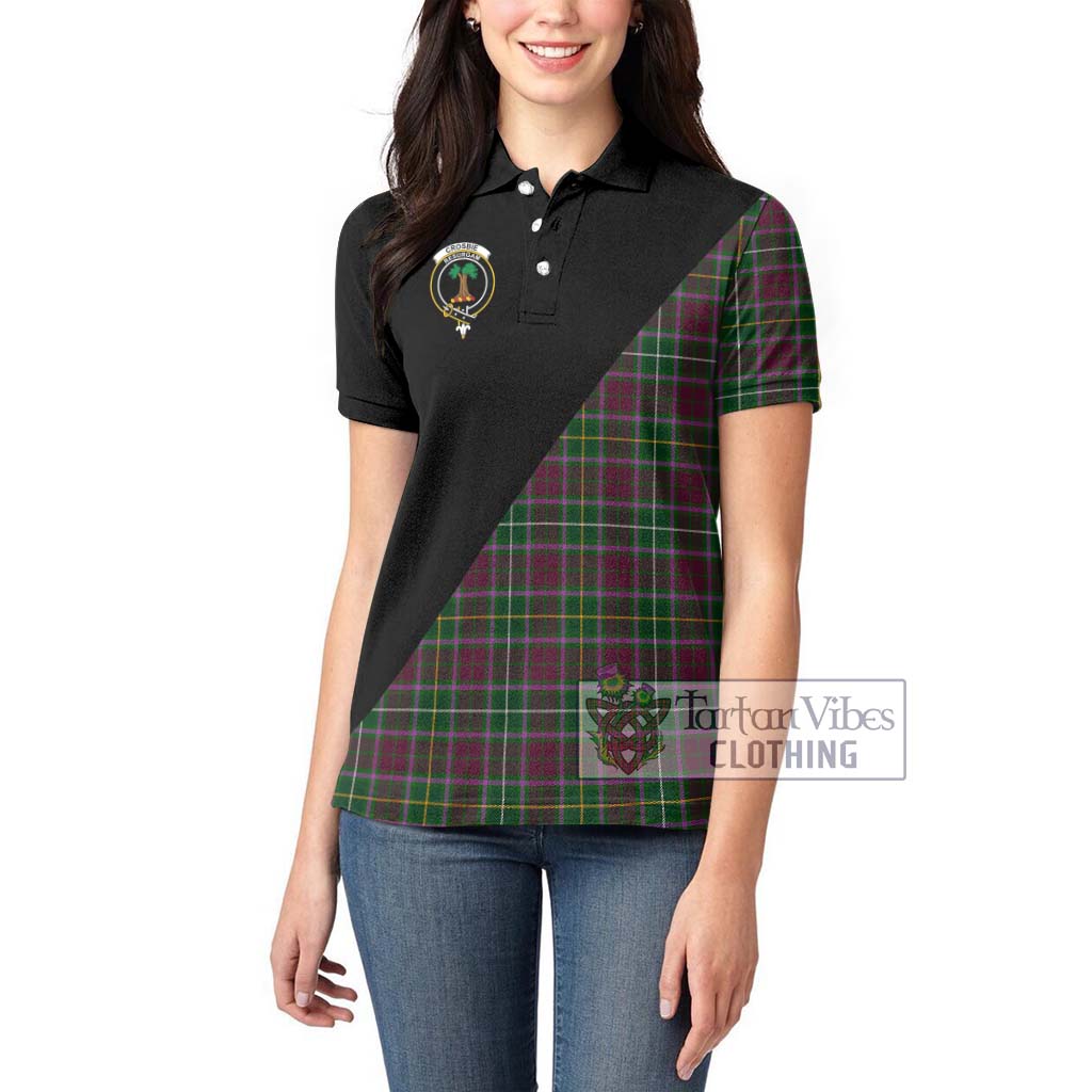 Tartan Vibes Clothing Crosbie Tartan Women's Polo Shirt with Family Crest and Military Logo Style