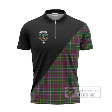 Crosbie Tartan Zipper Polo Shirt with Family Crest and Military Logo Style