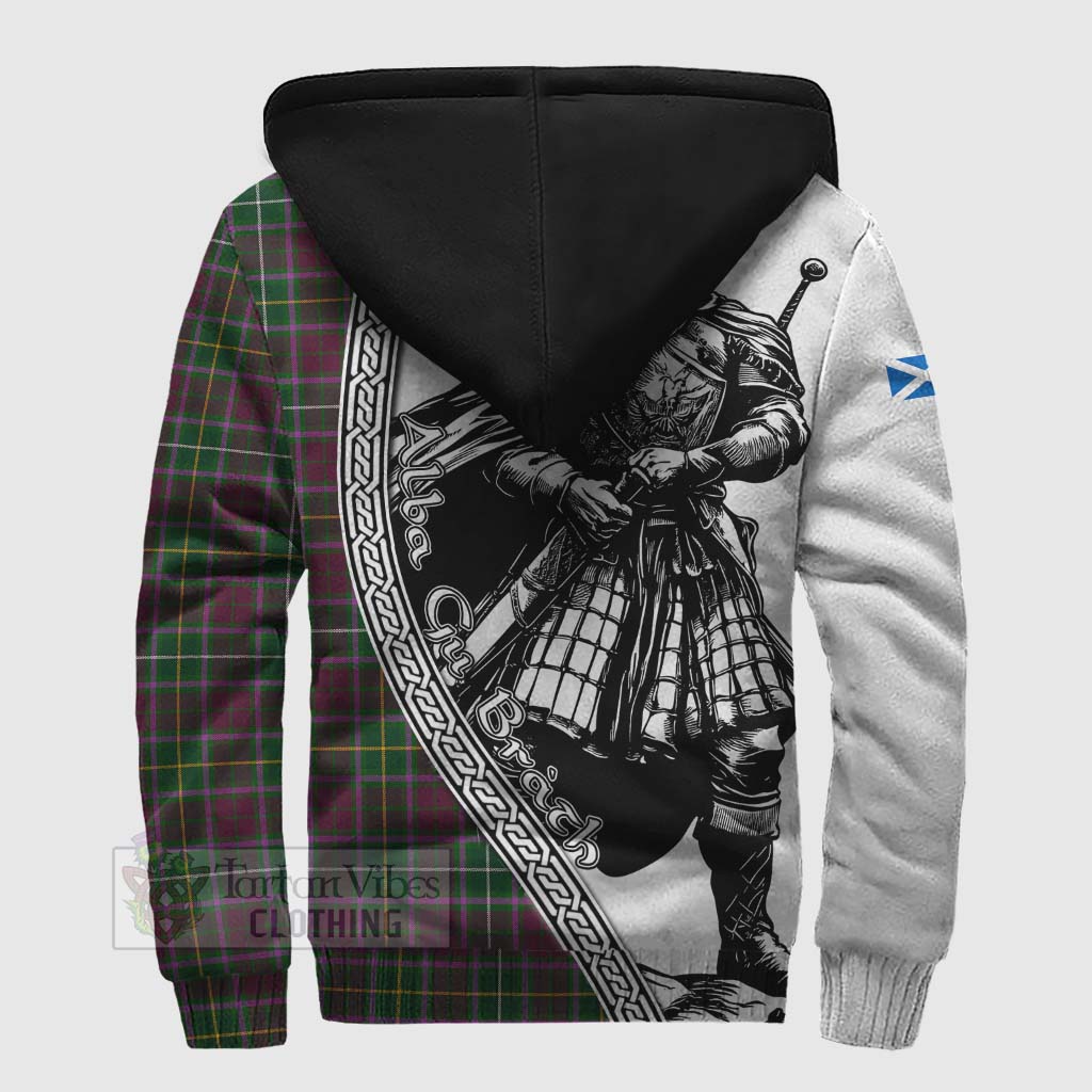 Tartan Vibes Clothing Crosbie Tartan Clan Crest Sherpa Hoodie with Highlander Warrior Celtic Style