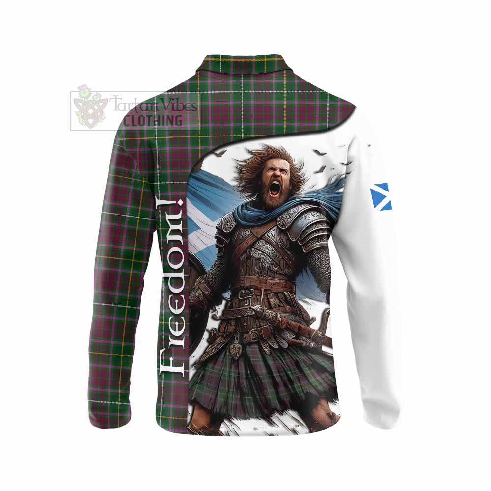 Tartan Vibes Clothing Crosbie Crest Tartan Long Sleeve Polo Shirt Inspired by the Freedom of Scottish Warrior