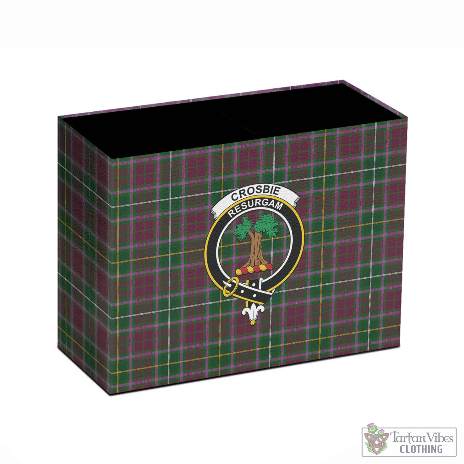 Tartan Vibes Clothing Crosbie Tartan Pen Holder with Family Crest