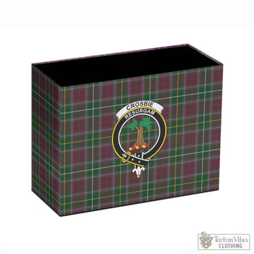 Crosbie Tartan Pen Holder with Family Crest