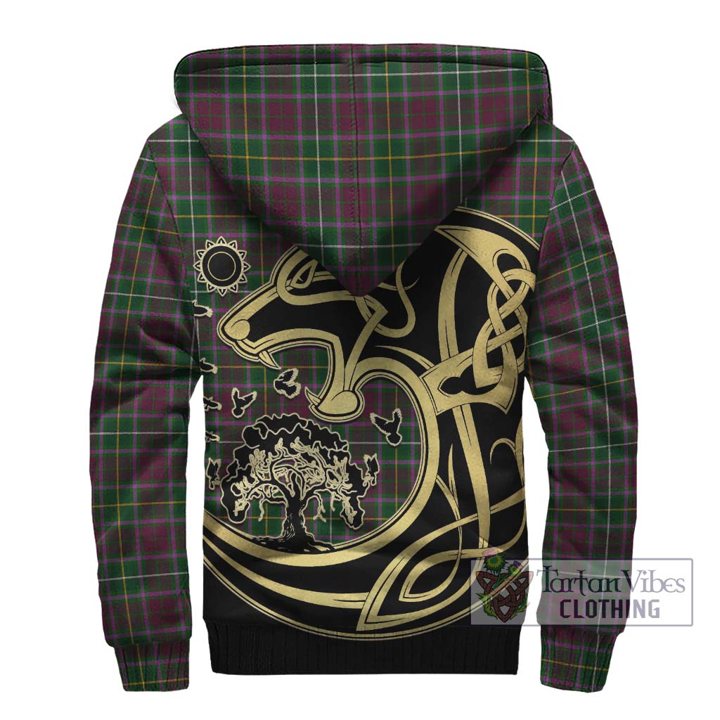 Tartan Vibes Clothing Crosbie Tartan Sherpa Hoodie with Family Crest Celtic Wolf Style