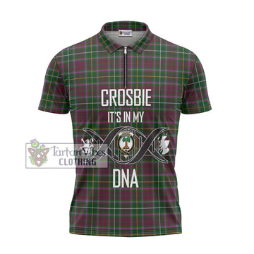 Crosbie Tartan Zipper Polo Shirt with Family Crest DNA In Me Style