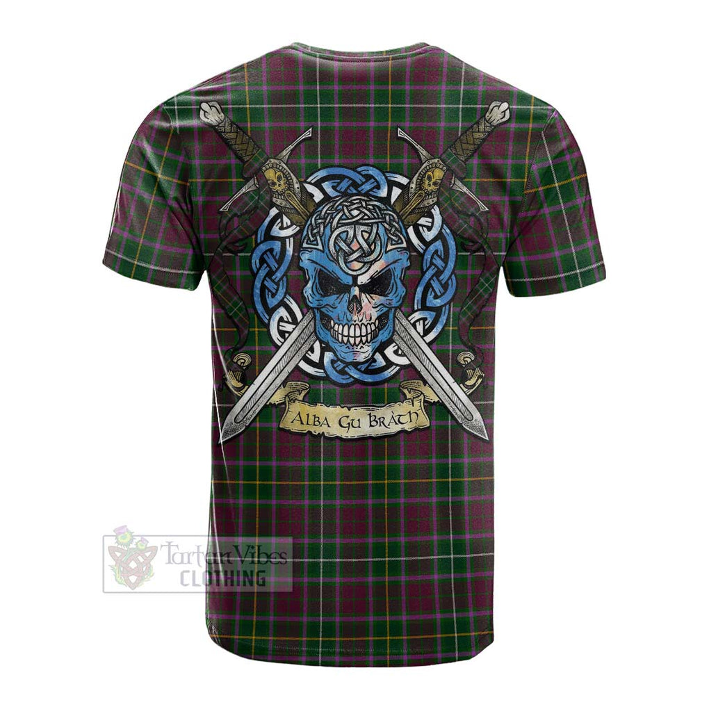 Tartan Vibes Clothing Crosbie Tartan Cotton T-shirt with Family Crest Celtic Skull Style