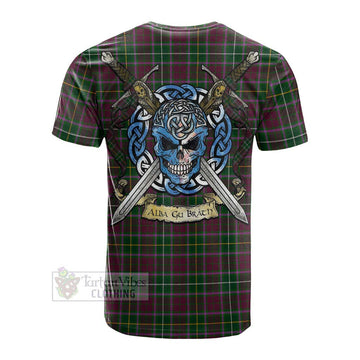 Crosbie Tartan Cotton T-shirt with Family Crest Celtic Skull Style