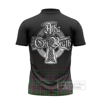 Crosbie Tartan Zipper Polo Shirt Featuring Alba Gu Brath Family Crest Celtic Inspired